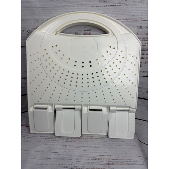 Products 2 Retail Other - As seen on TV Flat Fold Colander White Plastic Collapsible Strainer USA Made